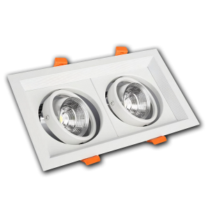 Đèn âm trần lõm cao cấp VMT hộp đôi 2x7W vỏ trắng - 3 chế độ màu