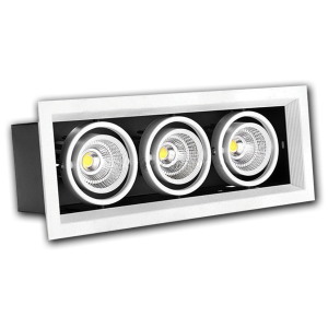 Đèn âm trần VMT hộp ba cao cấp 3x7W vỏ trắng đen - 3 chế độ màu