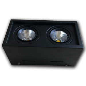 Đèn bơ nổi vuông cao cấp VMT hộp đôi 2x12W vỏ đen - 3 chế độ màu