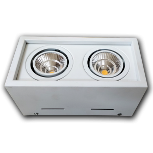 Đèn bơ nổi vuông cao cấp VMT hộp đôi 2x12W vỏ trắng